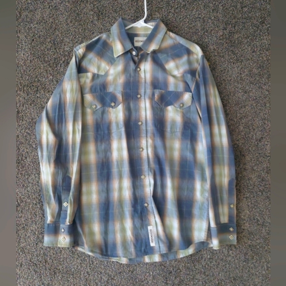 Cody James Pearl Snap Collared Shirt Gray Plaid M Western Festival Flaw - Picture 1 of 8